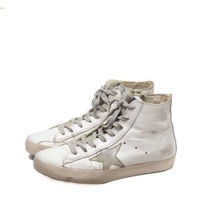 Golden Goose Francy High-Top Sneakers – White Leather – Distressed – Size EU 36
